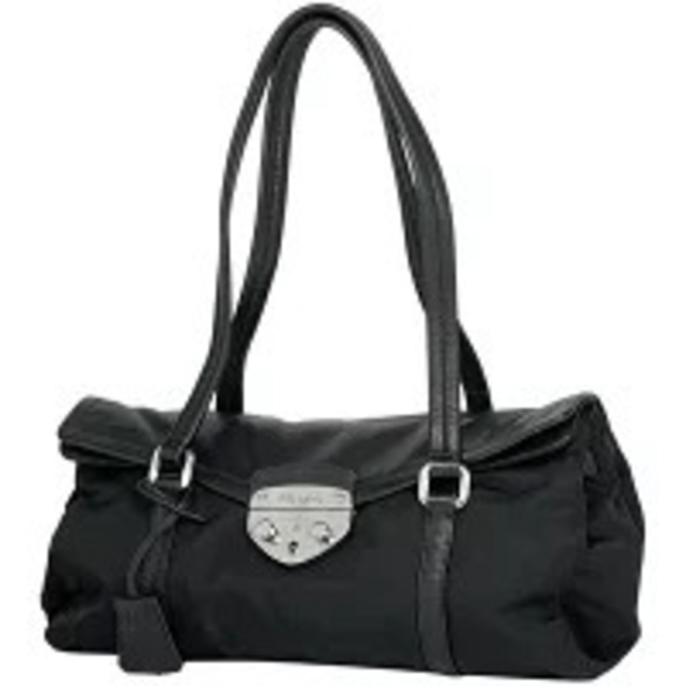Prada Tessuto shoulder bag leather Black Nero